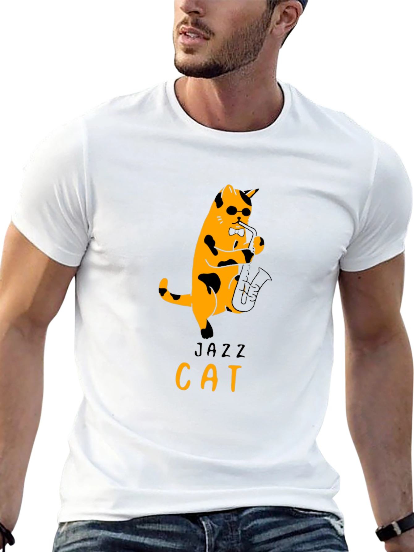 Jazz Cat Graphic T-Shirt - Cool & Unique!