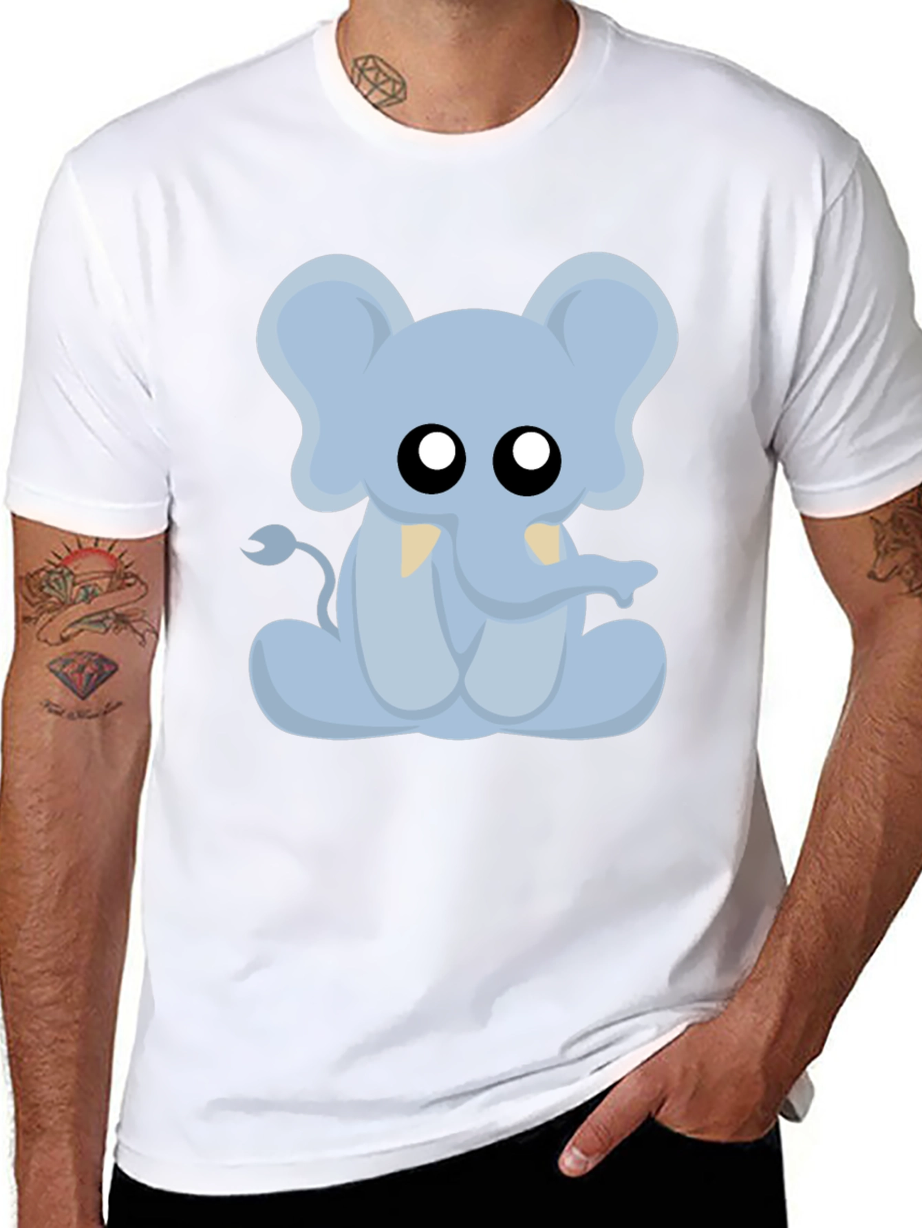Cute Cartoon Elephant Graphic T-Shirt