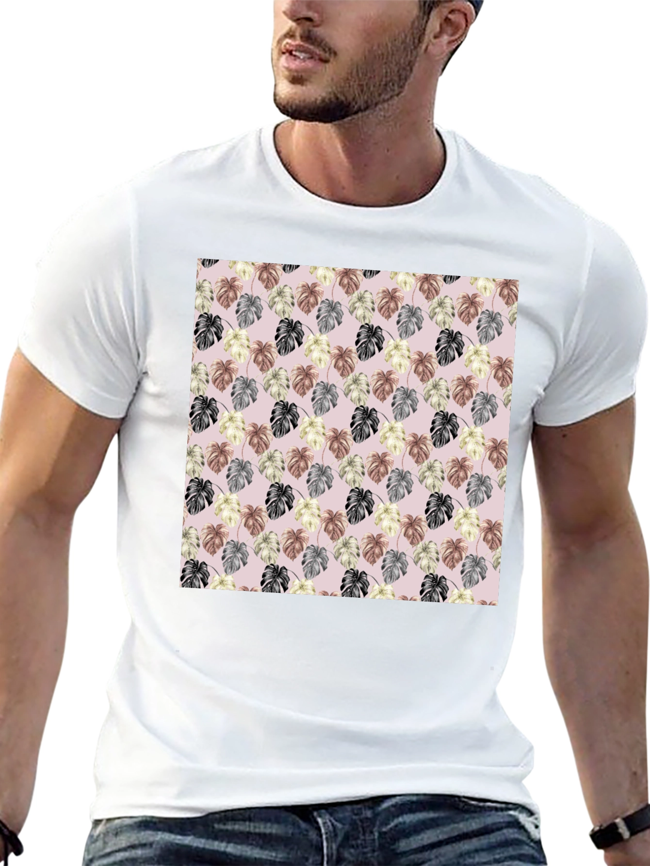 Tropical Leaf Print T-Shirt