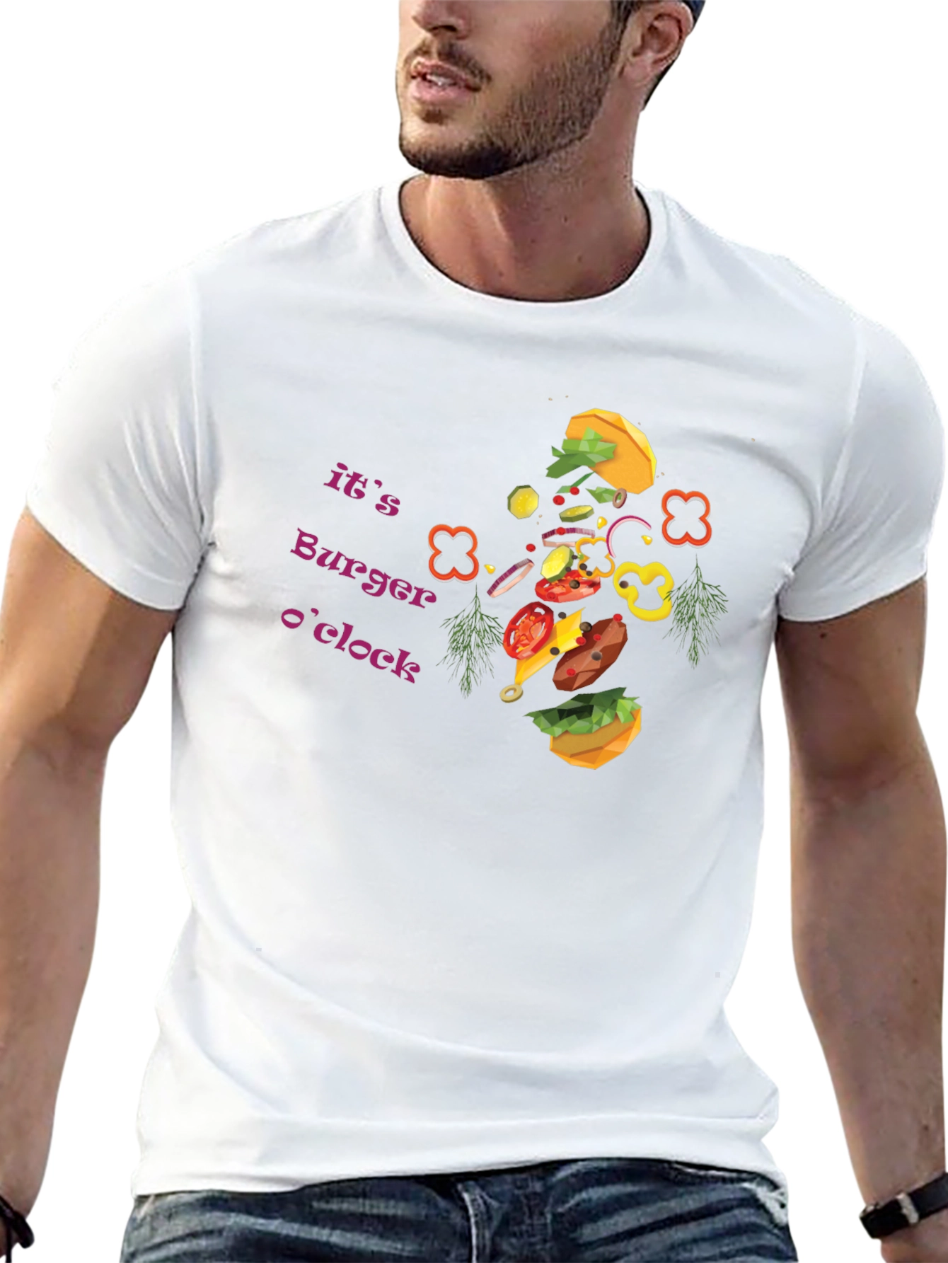 Burger OClock Graphic Tee - Fun Foodie Apparel