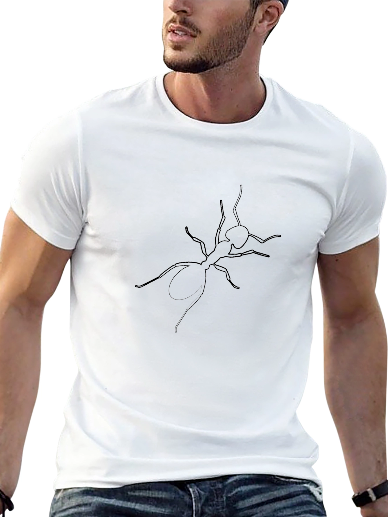 Minimalist Ant Graphic Black T-Shirt