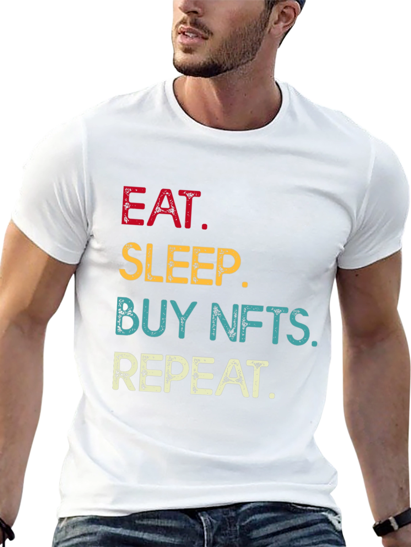 Eat Sleep Buy NFTs Repeat Graphic Tee
