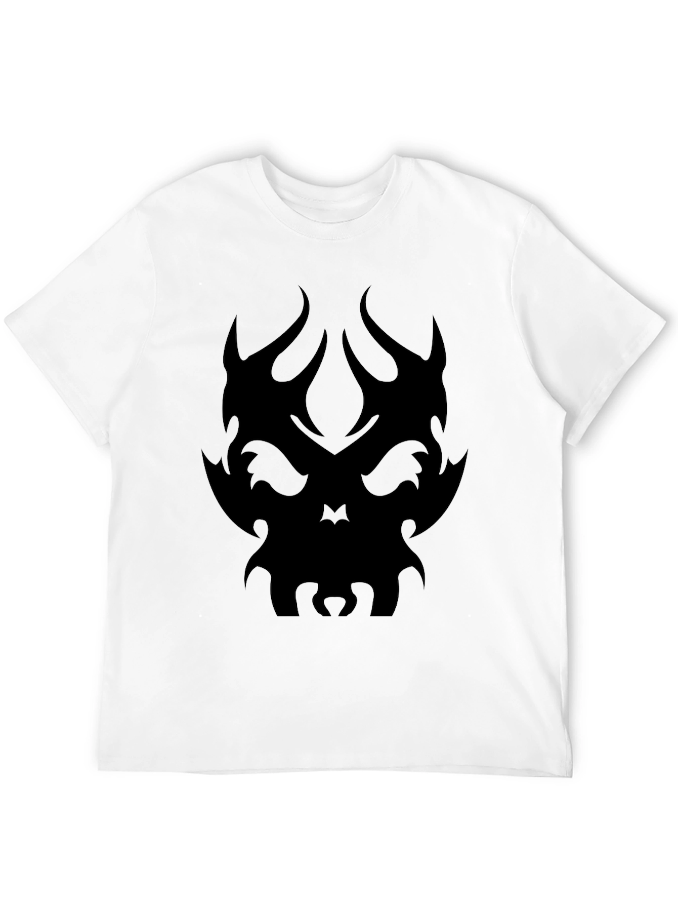 Tribal Skull Graphic Tee - Black Cotton T-Shirt