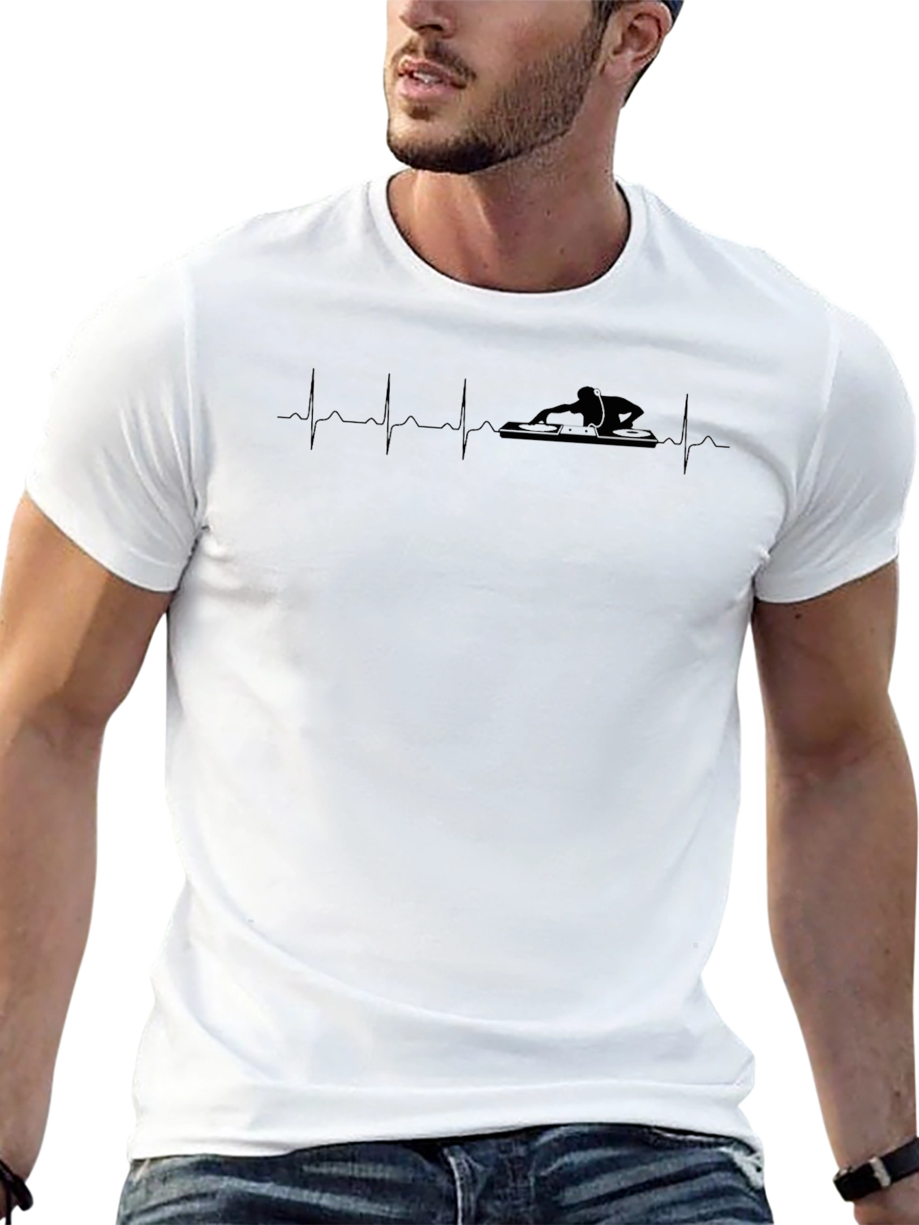 DJ Heartbeat Black Graphic Tee