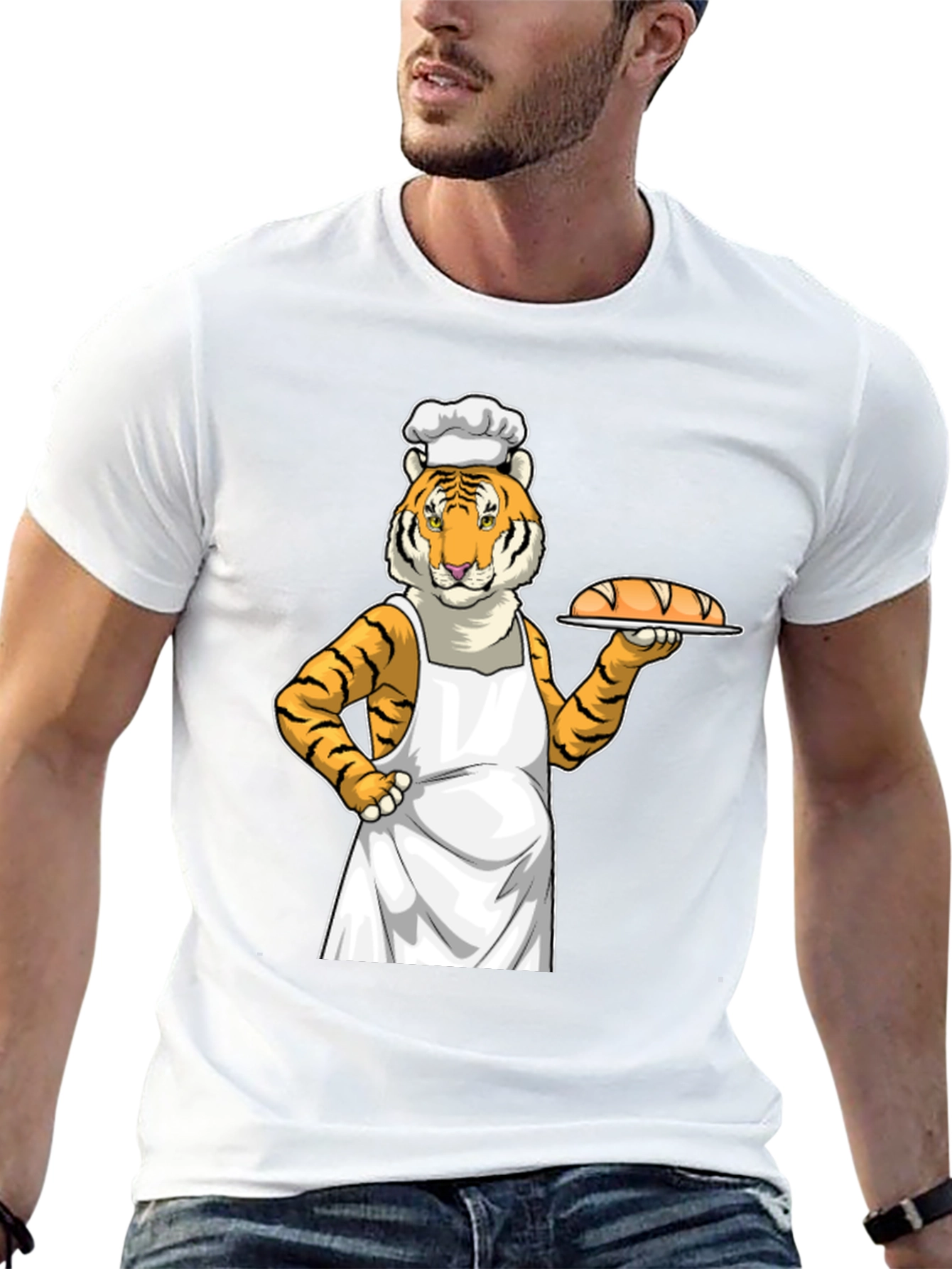Baker Tiger T-Shirt: Novelty Cartoon Graphic Tee