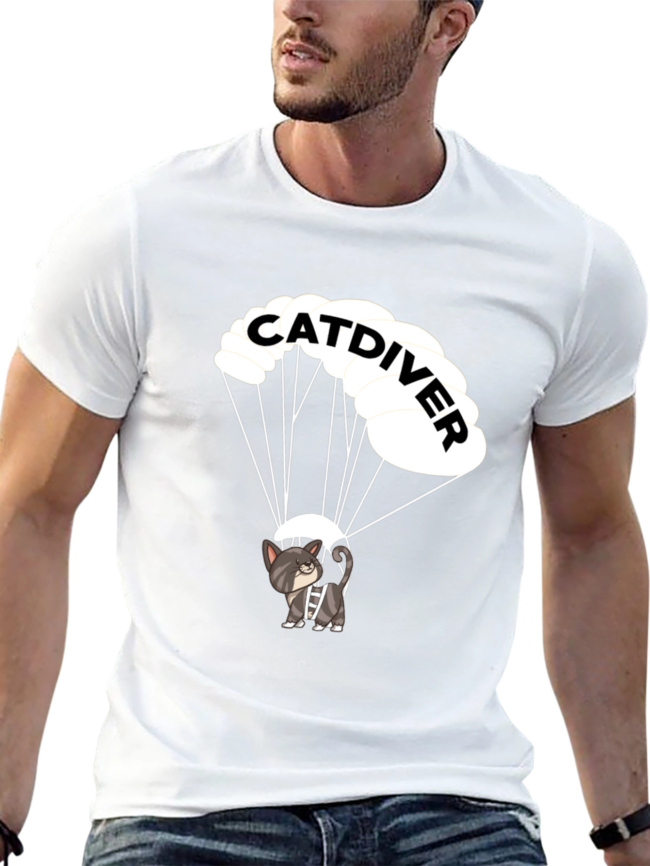 Catdiver T-Shirt - Funny Cat Parachute Tee