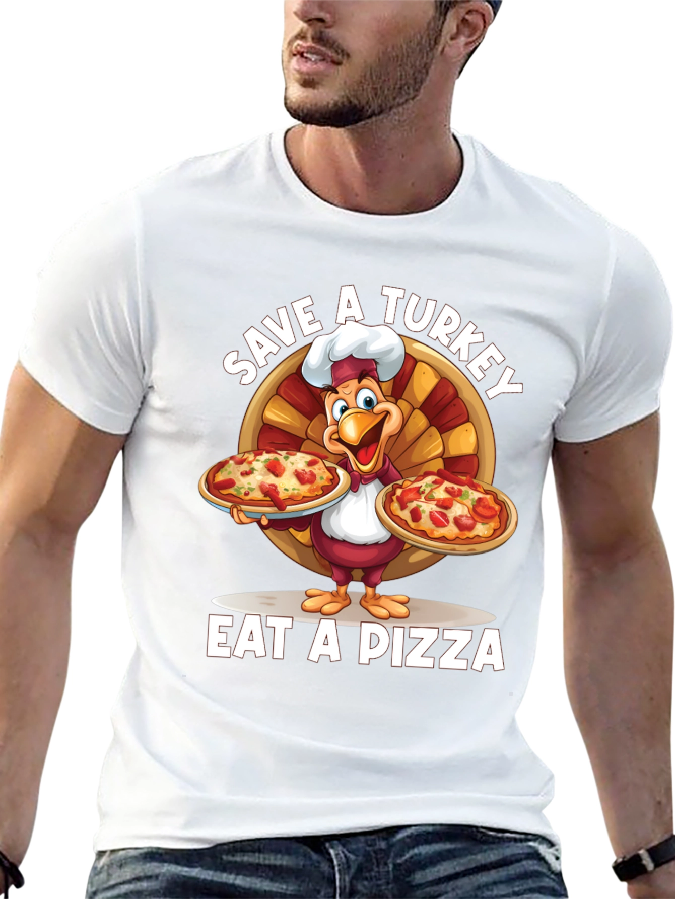Save a Turkey Eat a Pizza Black T-Shirt