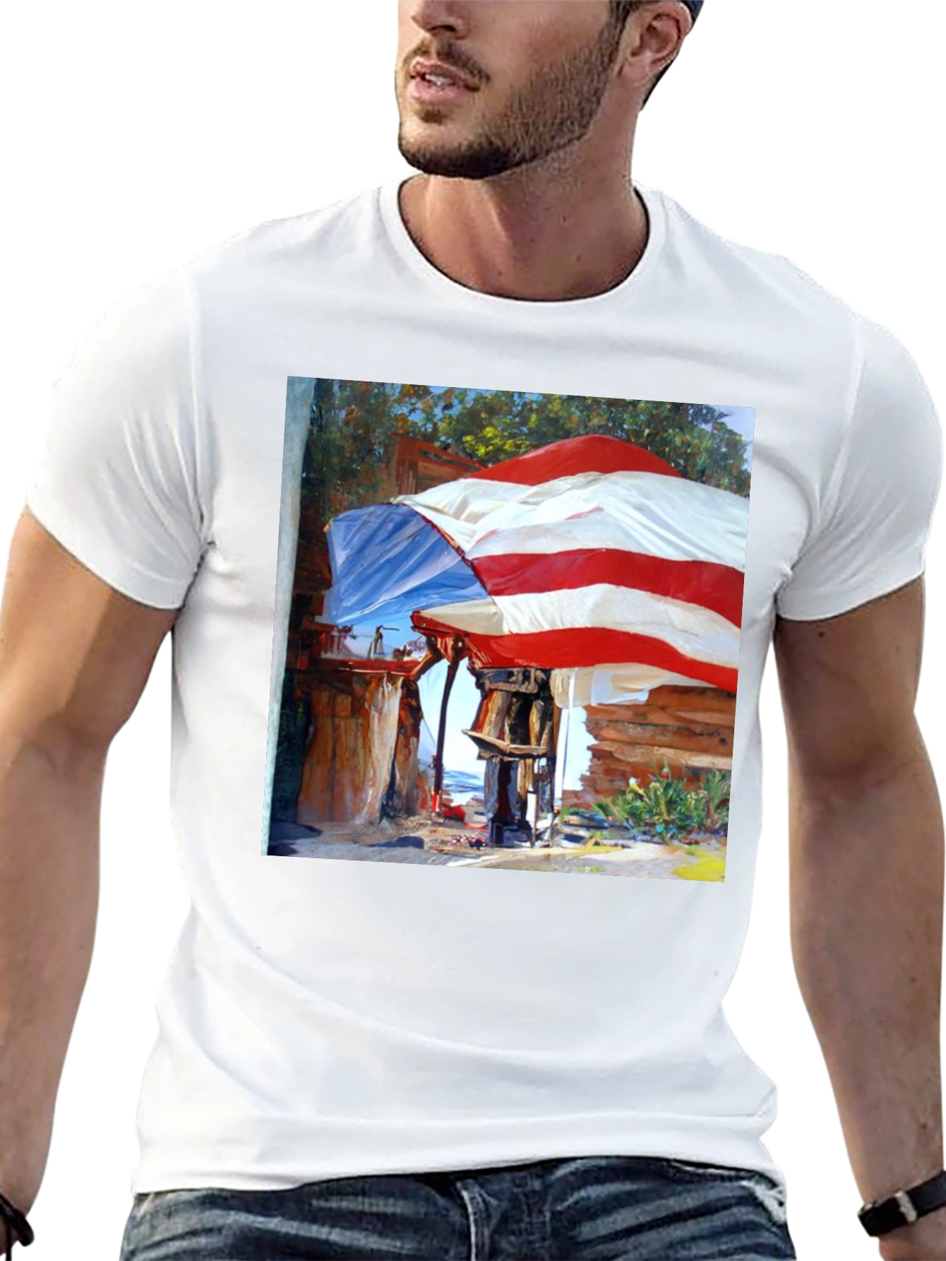 Unique Art Print Black T-Shirt