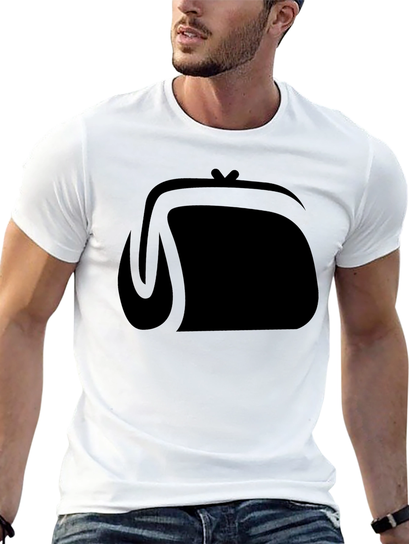 Black Graphic Tee - Coin Purse Design