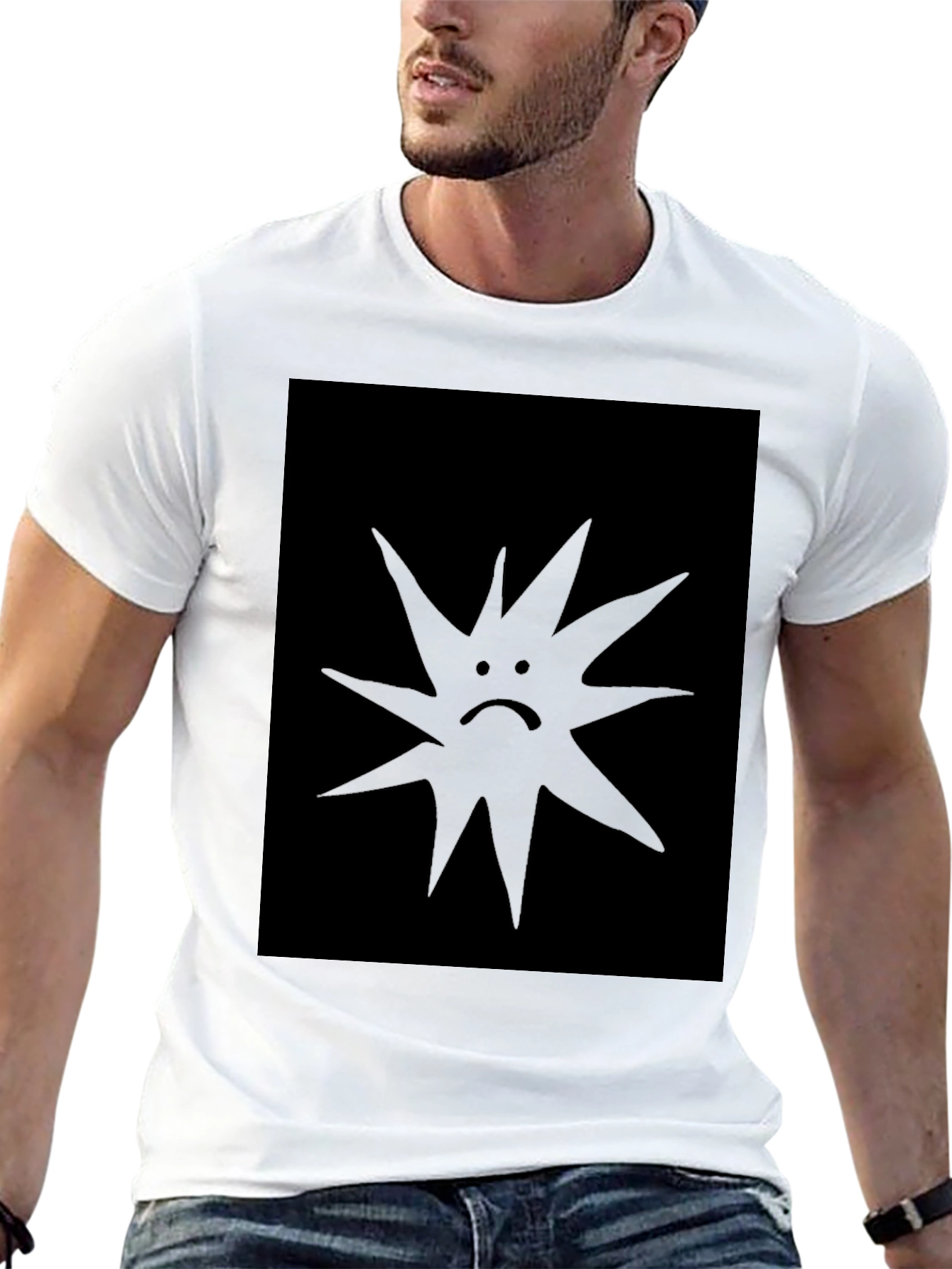 Sad Sun Graphic Black T-Shirt