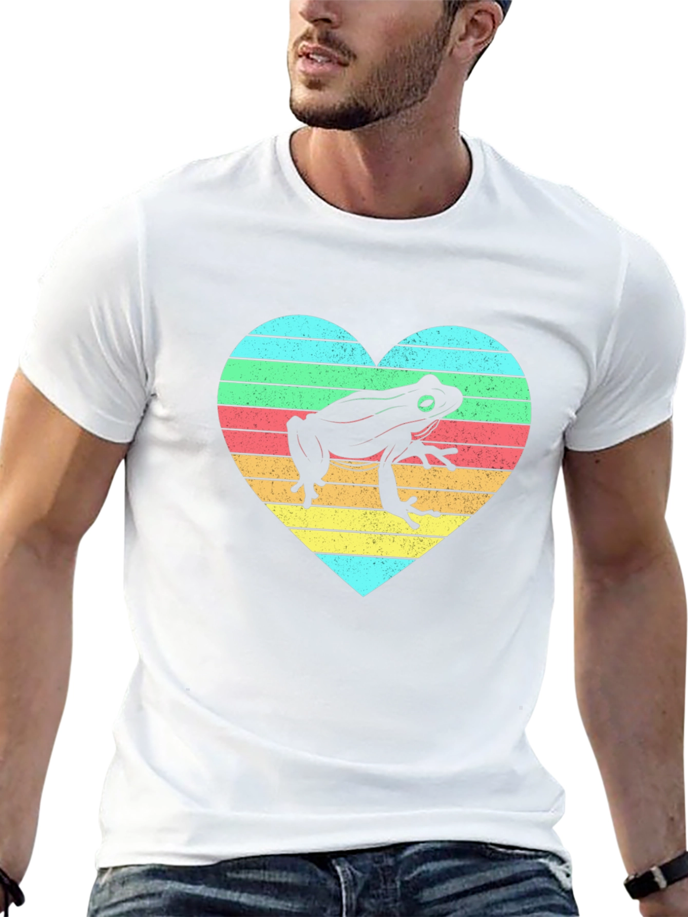 Frog Heart Striped Graphic Tee - Soft Cotton Blend