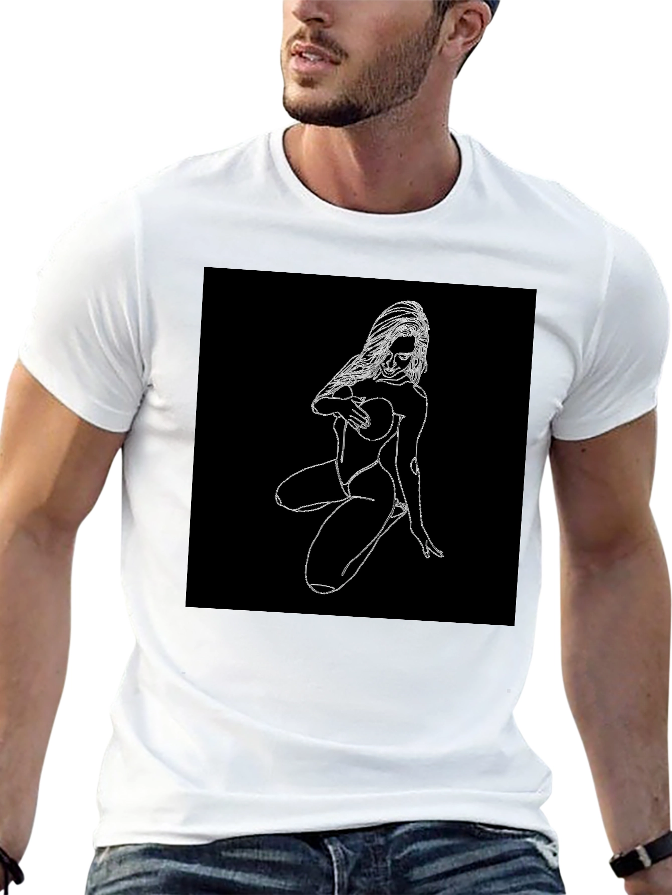 Edgy Graphic Tee - Minimalist Woman Design