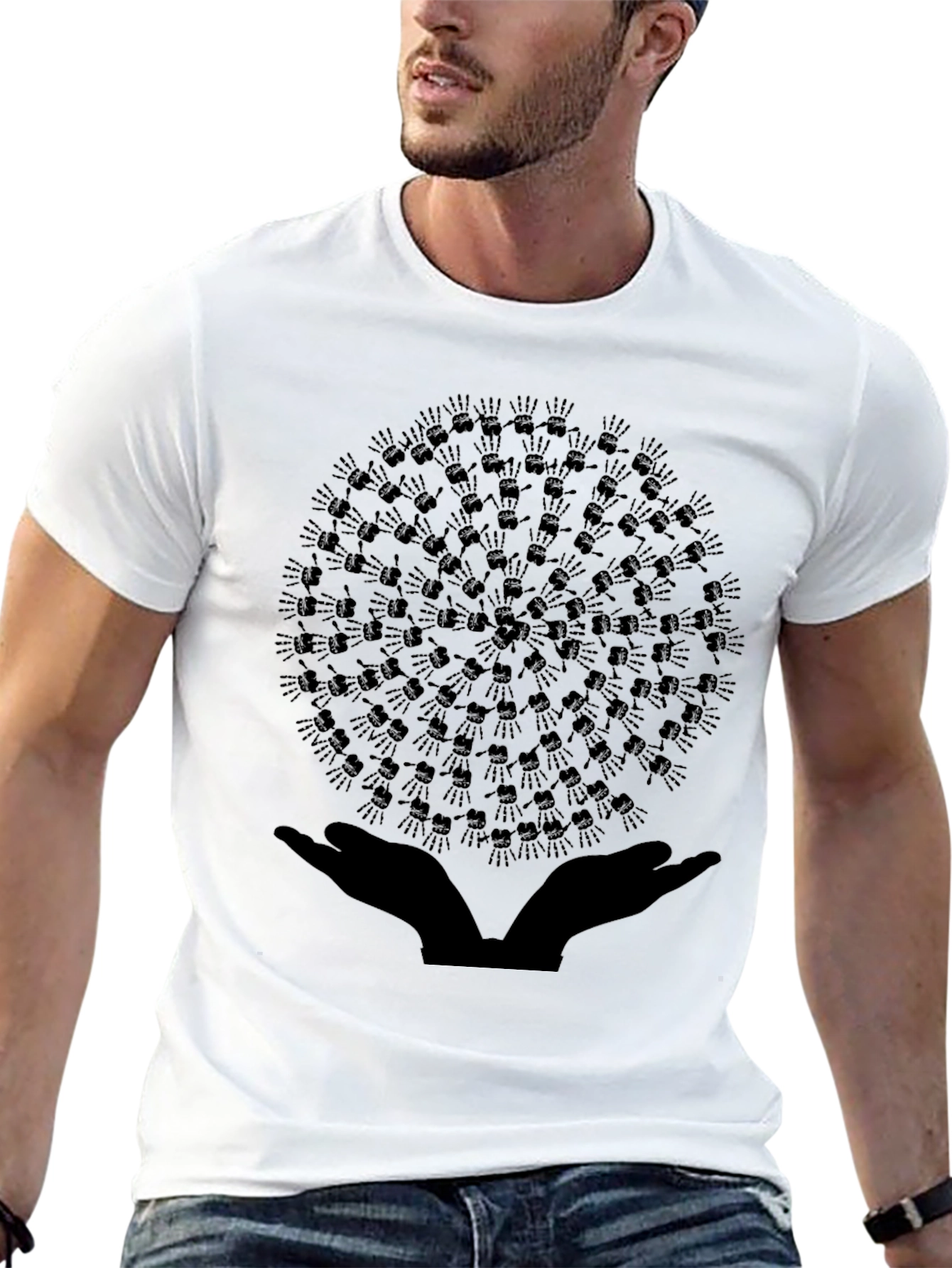 Unity Hands Graphic Tee - Black Crew Neck T-Shirt