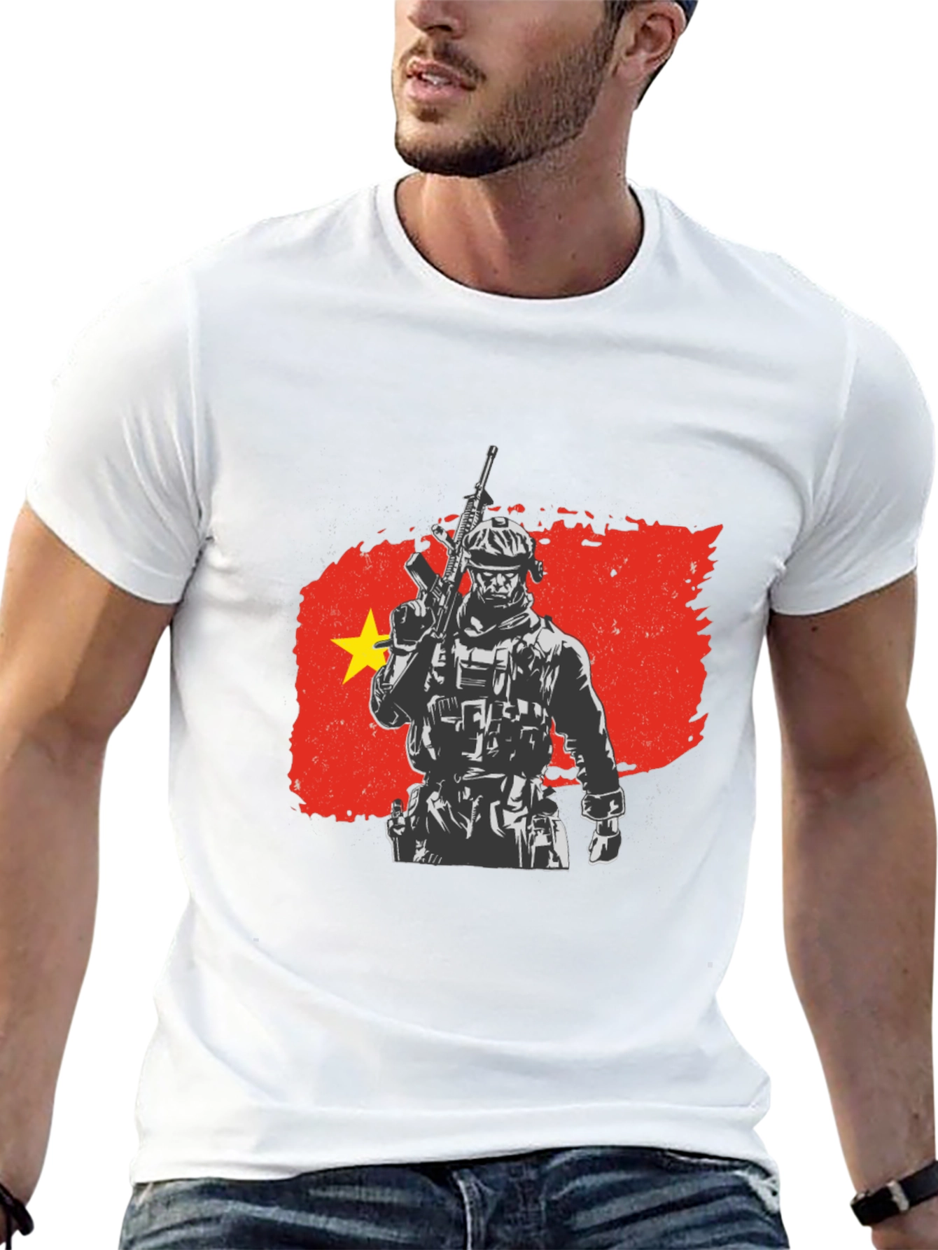 Vietnam Soldier Graphic Tee - Black