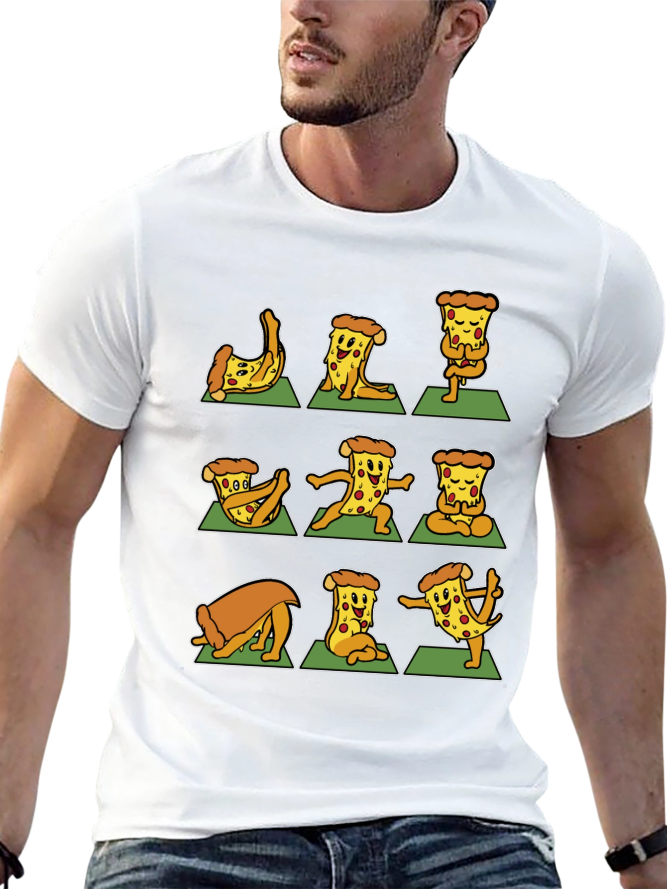 Pizza Yoga T-Shirt - Black Graphic Tee