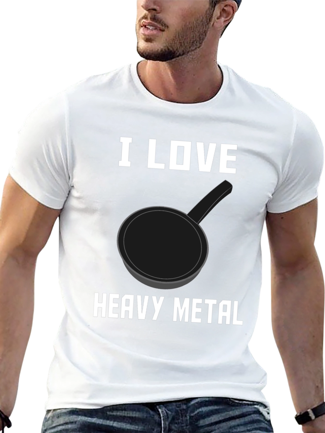 I Love Heavy Metal Pan T-Shirt