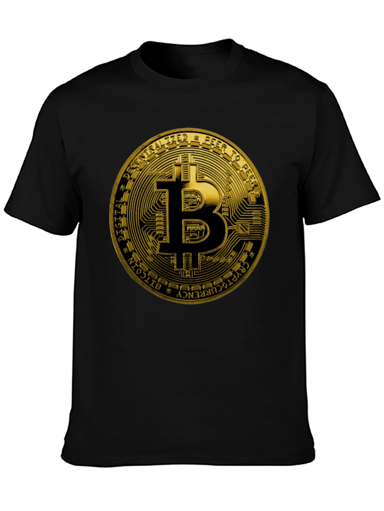 Bitcoin Gold Logo Graphic Print Black T-Shirt