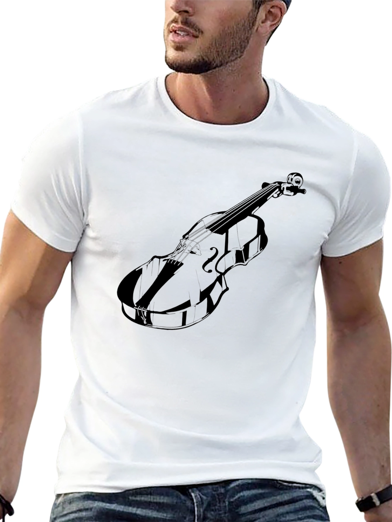 Musical Violin Graphic Tee - Classic Black T-Shirt