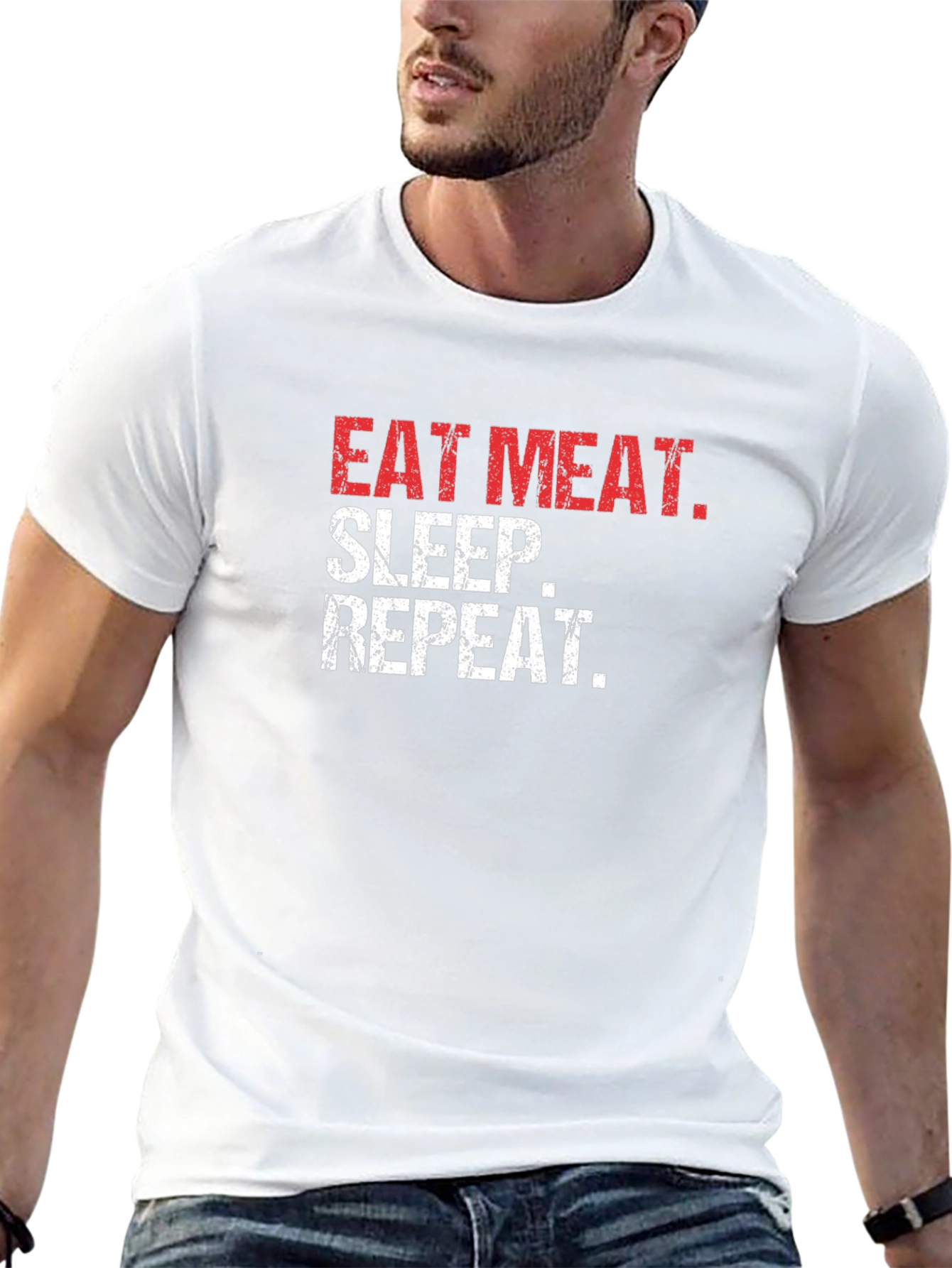Eat Meat Sleep Repeat Black T-Shirt