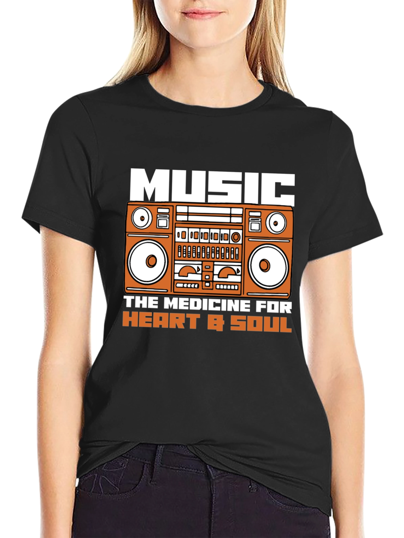 Music Medicine T-Shirt - Retro Boombox Graphic Tee