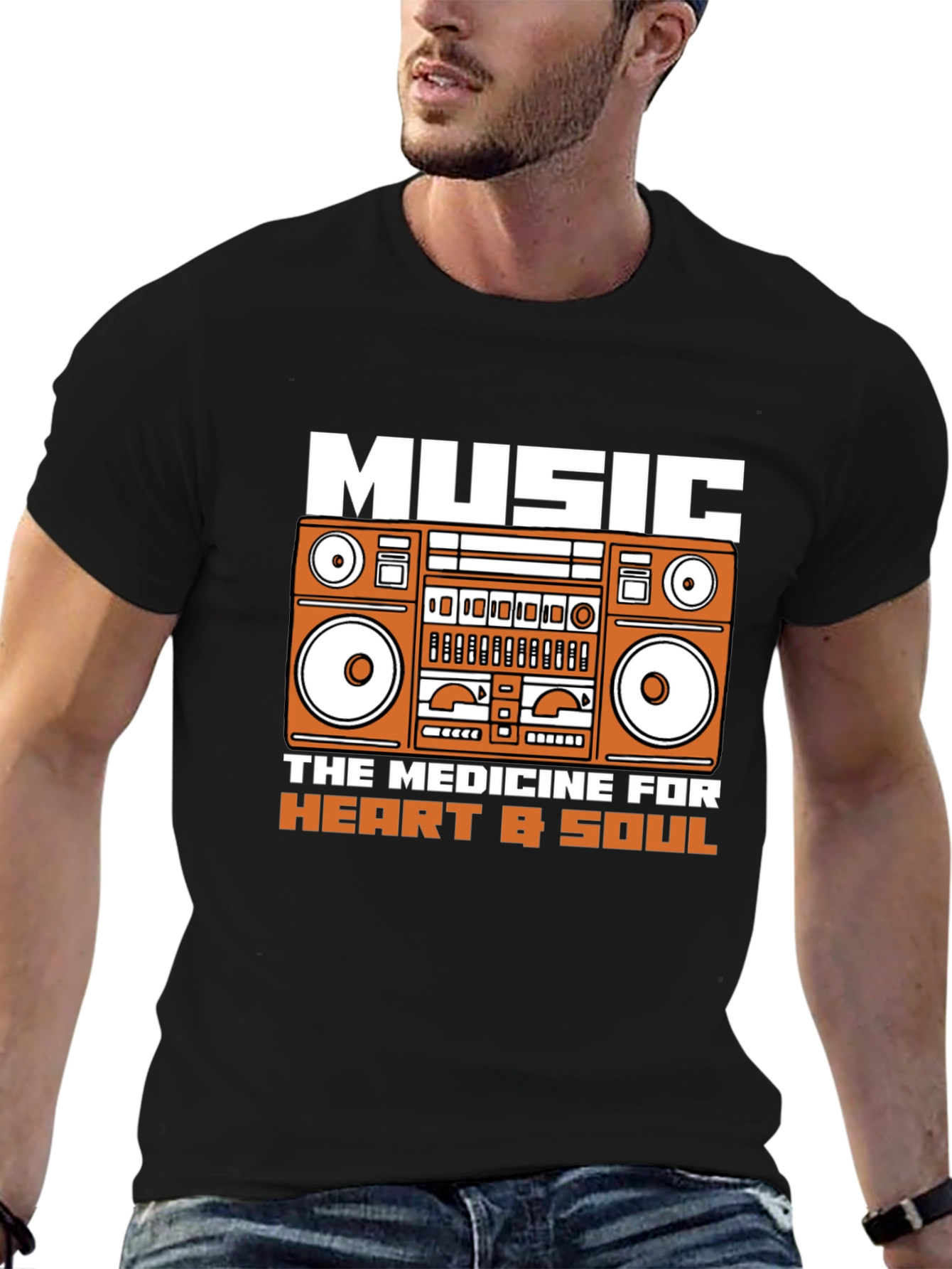 Music Medicine T-Shirt - Retro Boombox Graphic Tee