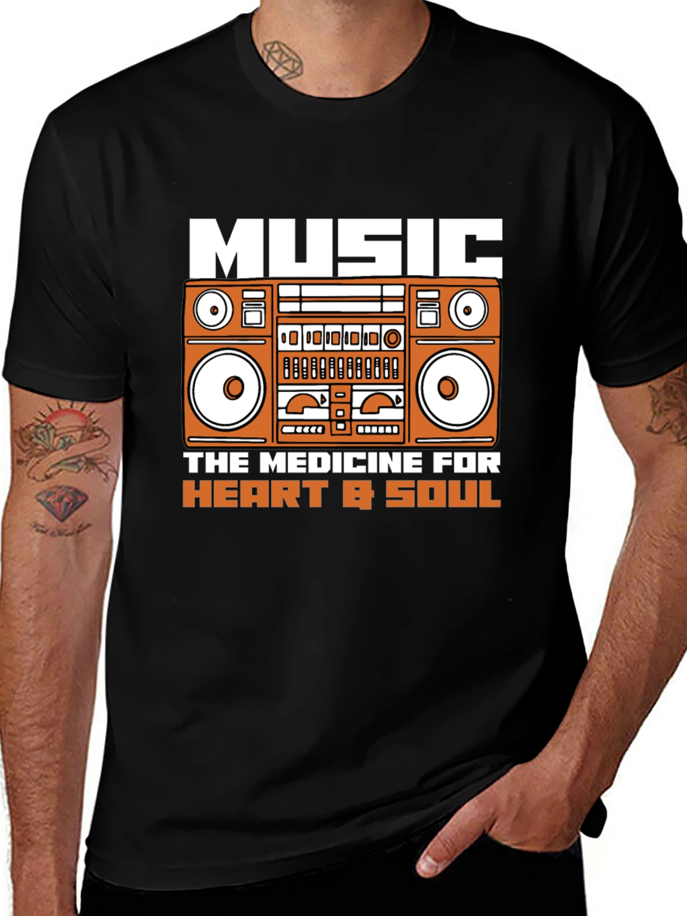 Music Medicine T-Shirt - Retro Boombox Graphic Tee