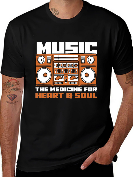 Music Medicine T-Shirt - Retro Boombox Graphic Tee