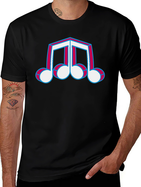 Retro Music Note T-Shirt - Black