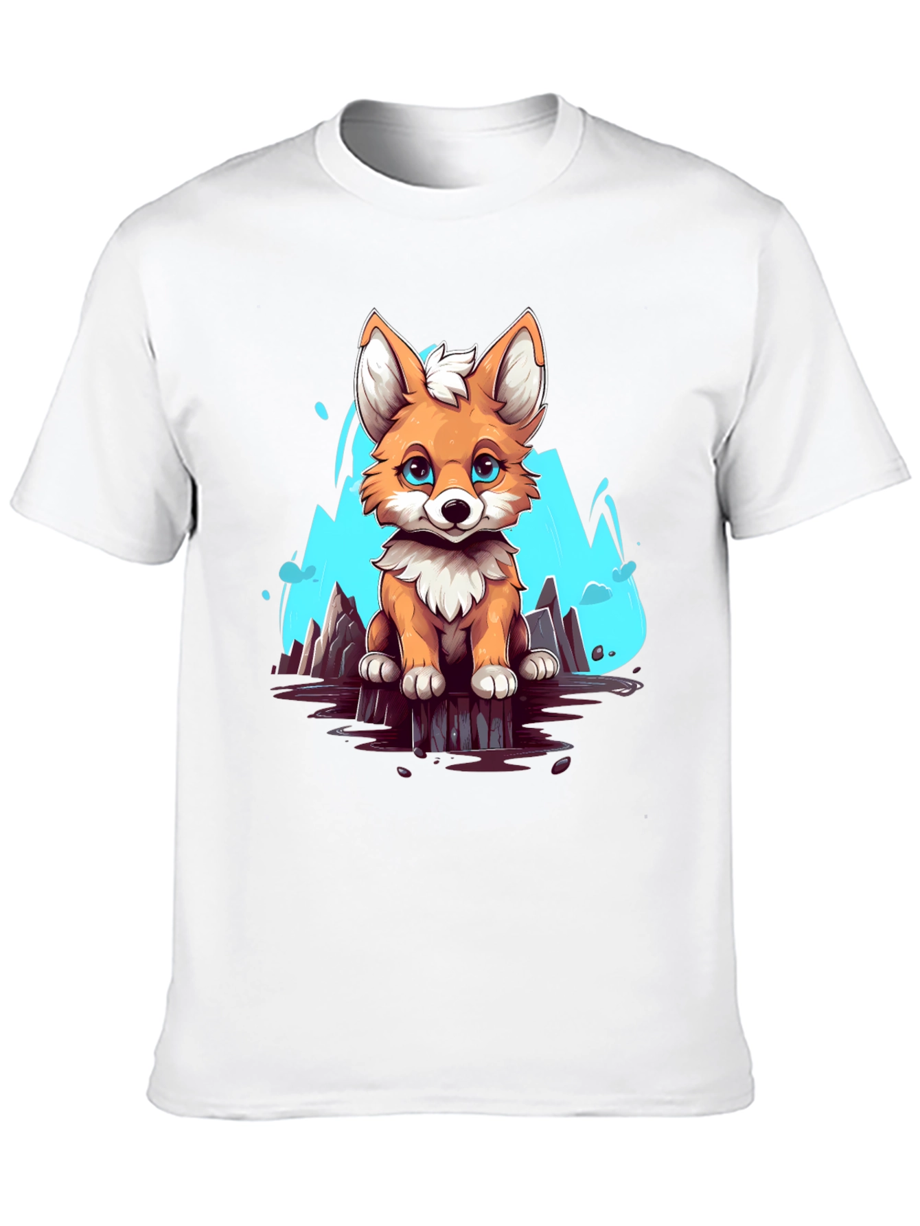 Cute Fox Graphic Tee - Soft Black Cotton Shirt