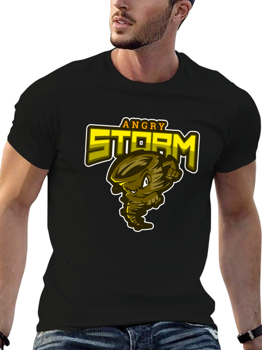Angry Storm Graphic Print Mens Black T-Shirt