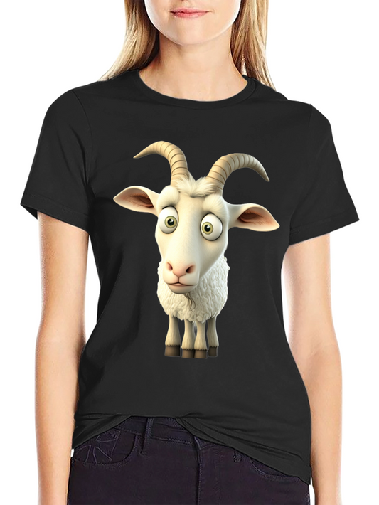 Goofy Goat Graphic Tee - Black Cotton T-Shirt