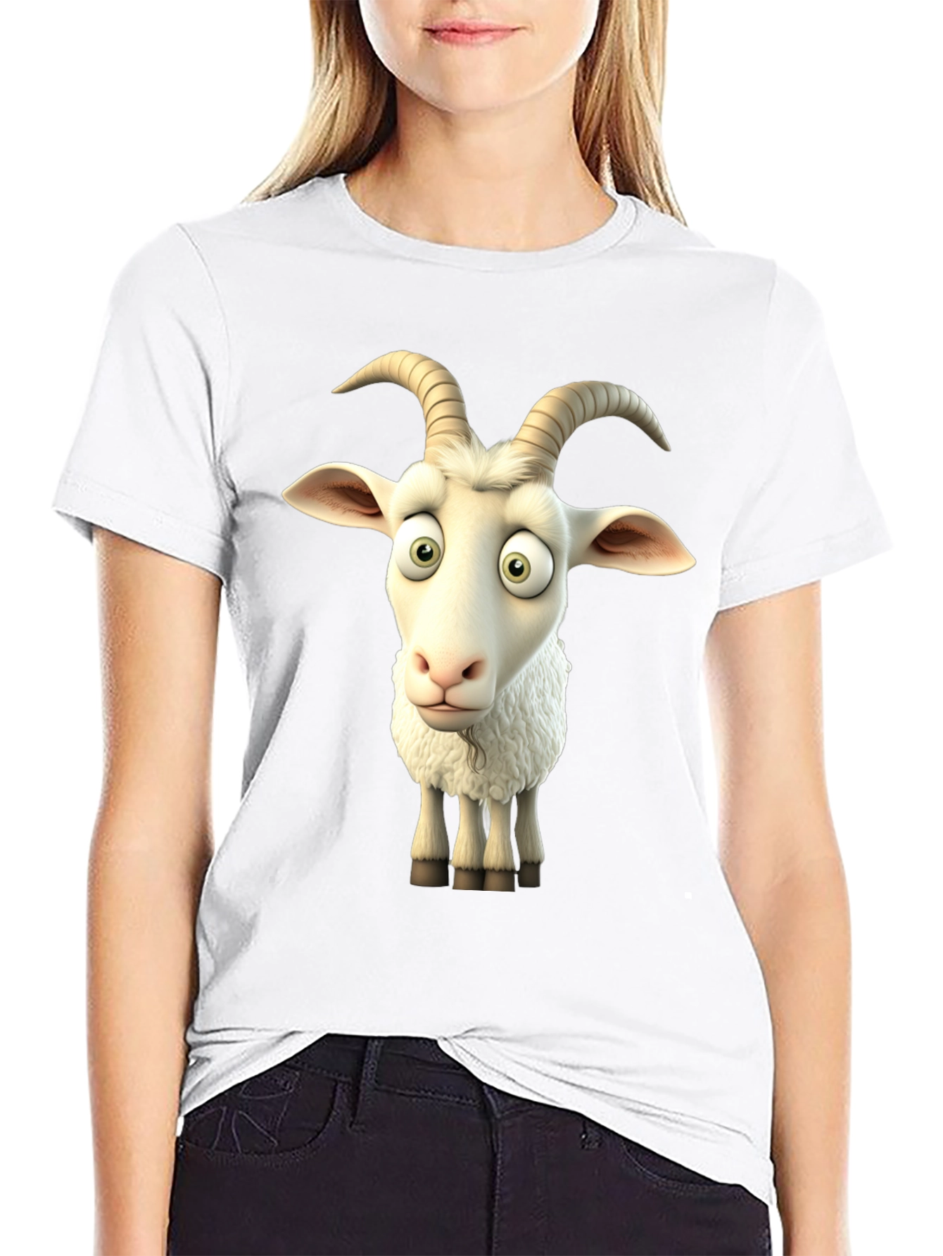 Goofy Goat Graphic Tee - Black Cotton T-Shirt