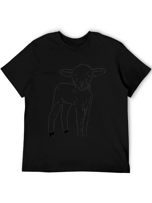 Lamb Graphic Tee - Soft Black Cotton T-Shirt