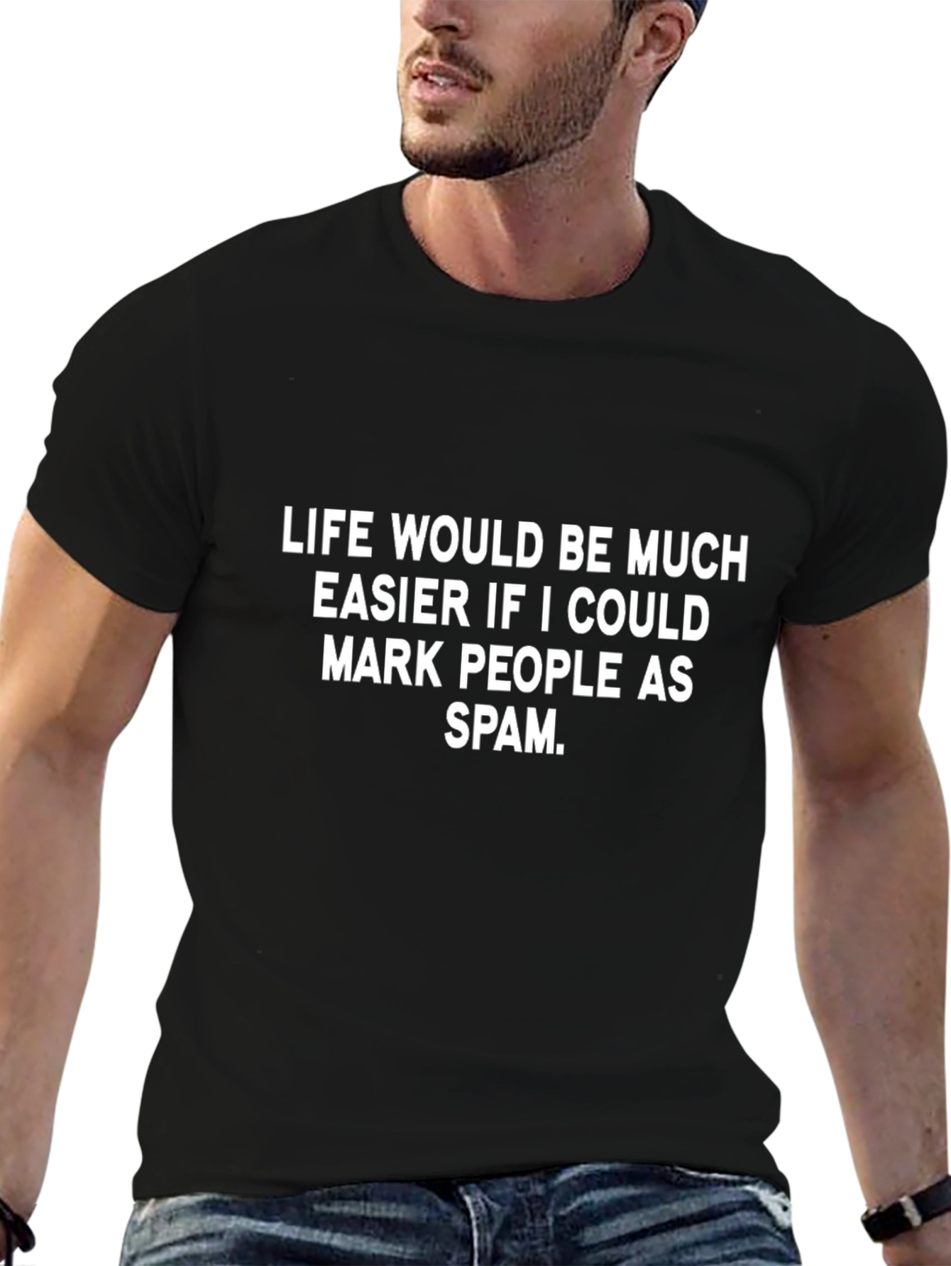 Life Mark as Spam Black Graphic T-Shirt