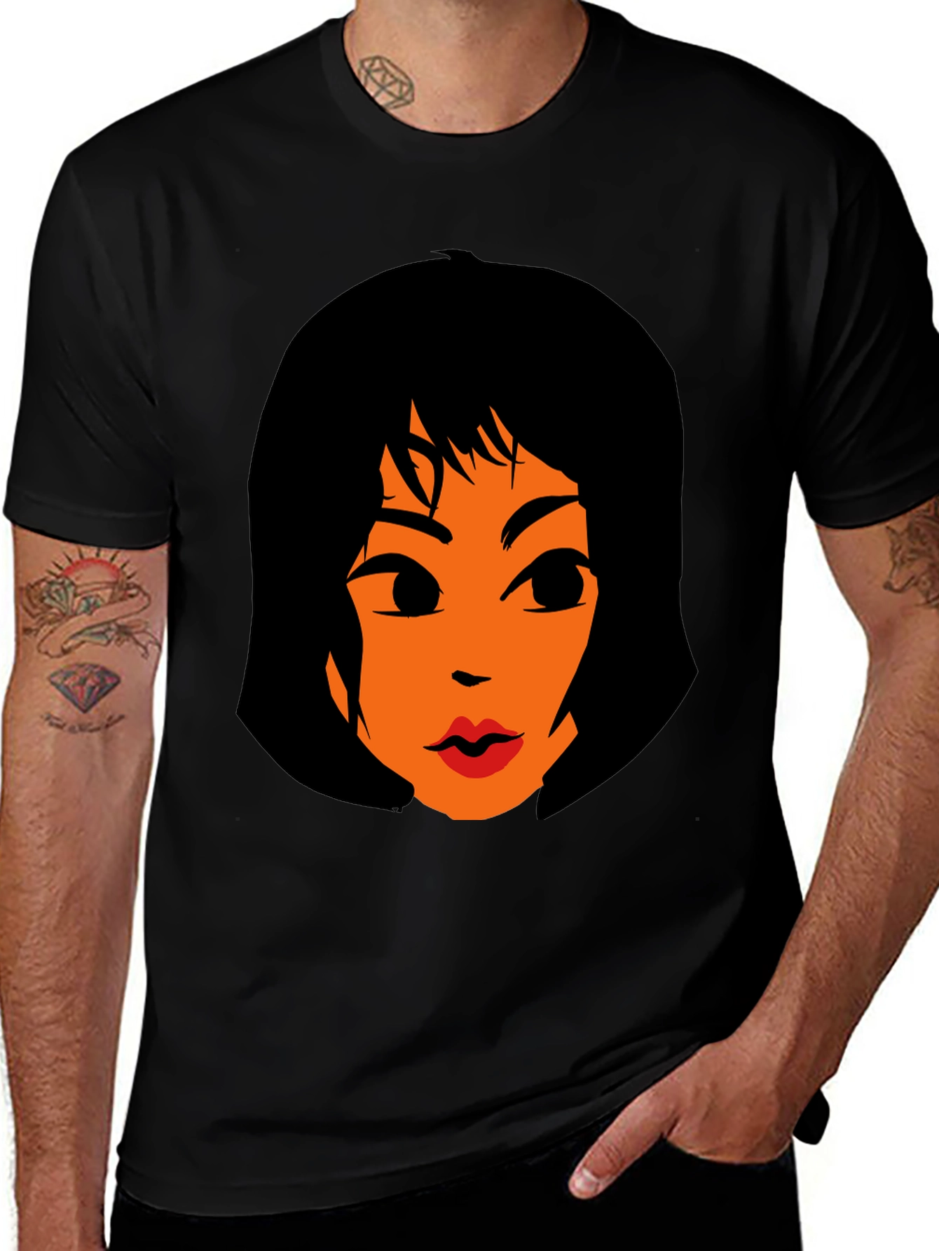 Funky Graphic Tee - Retro Cartoon Womans Face