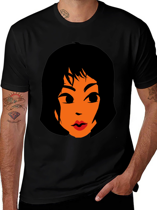 Funky Graphic Tee - Retro Cartoon Womans Face