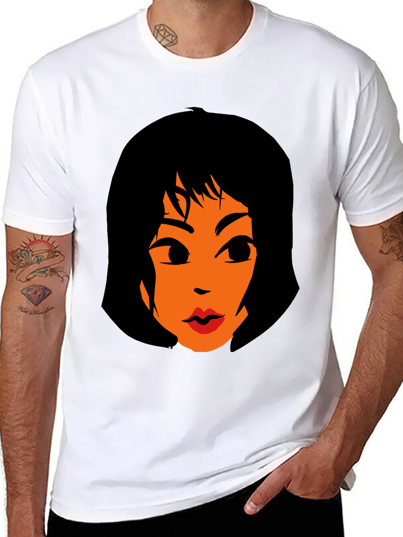 Funky Graphic Tee - Retro Cartoon Womans Face