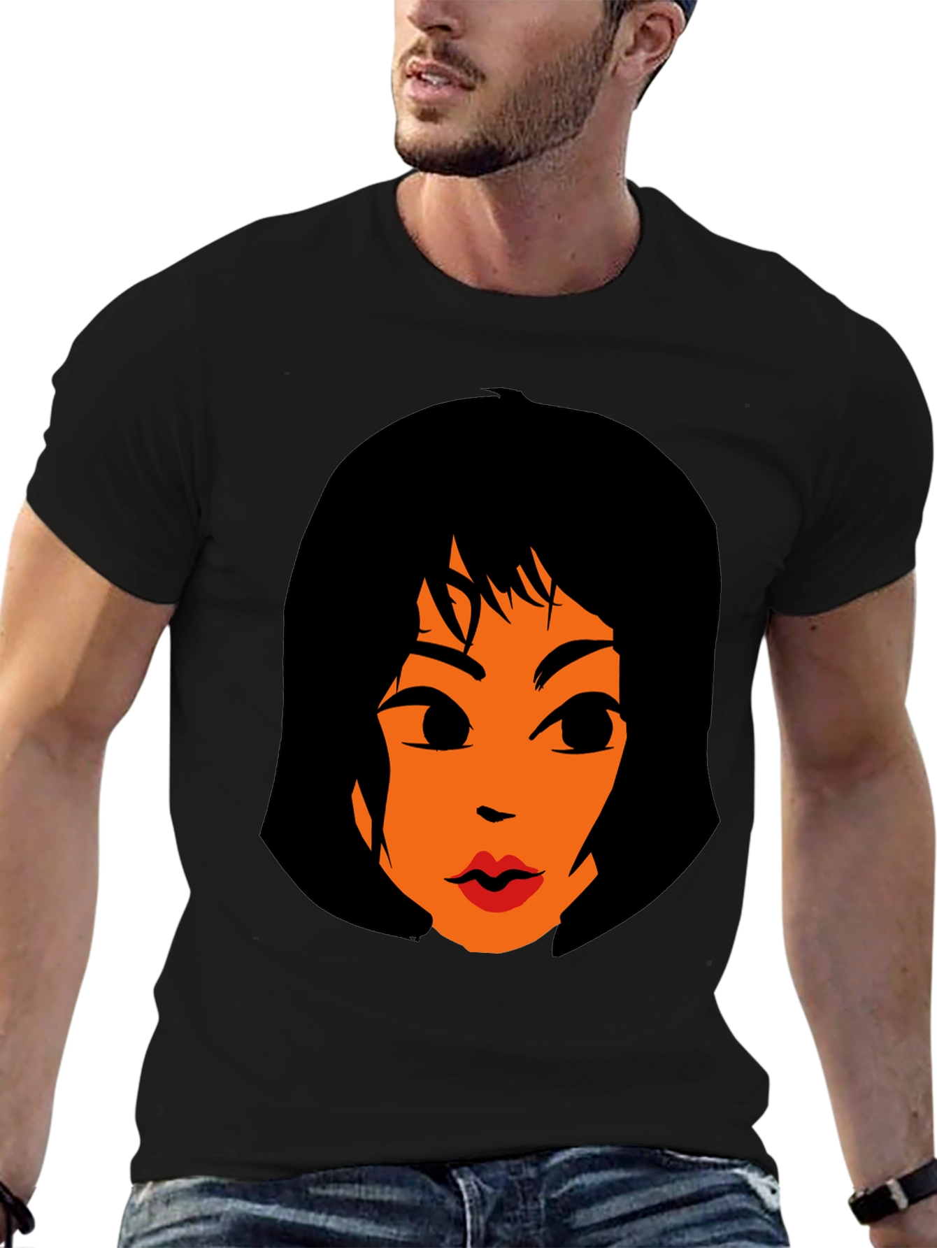 Funky Graphic Tee - Retro Cartoon Womans Face