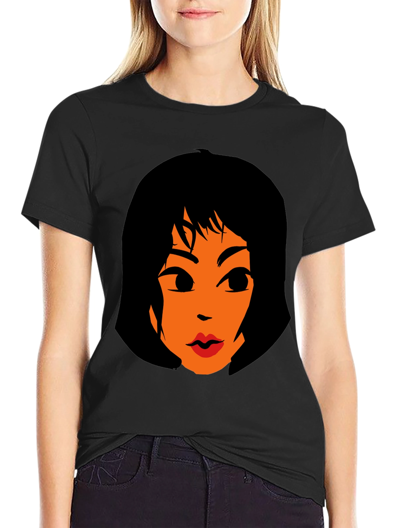 Funky Graphic Tee - Retro Cartoon Womans Face