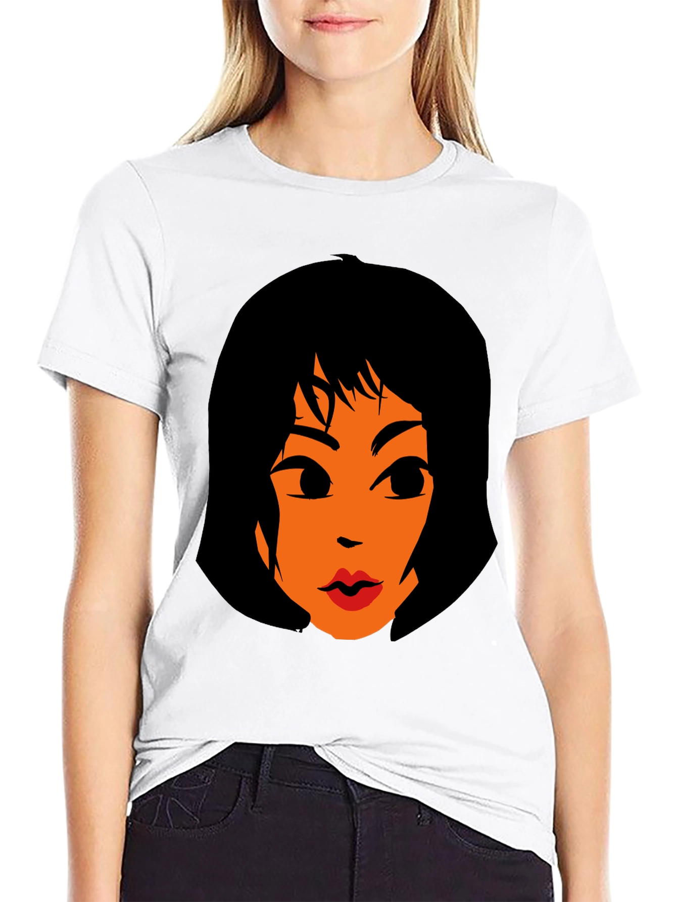 Funky Graphic Tee - Retro Cartoon Womans Face