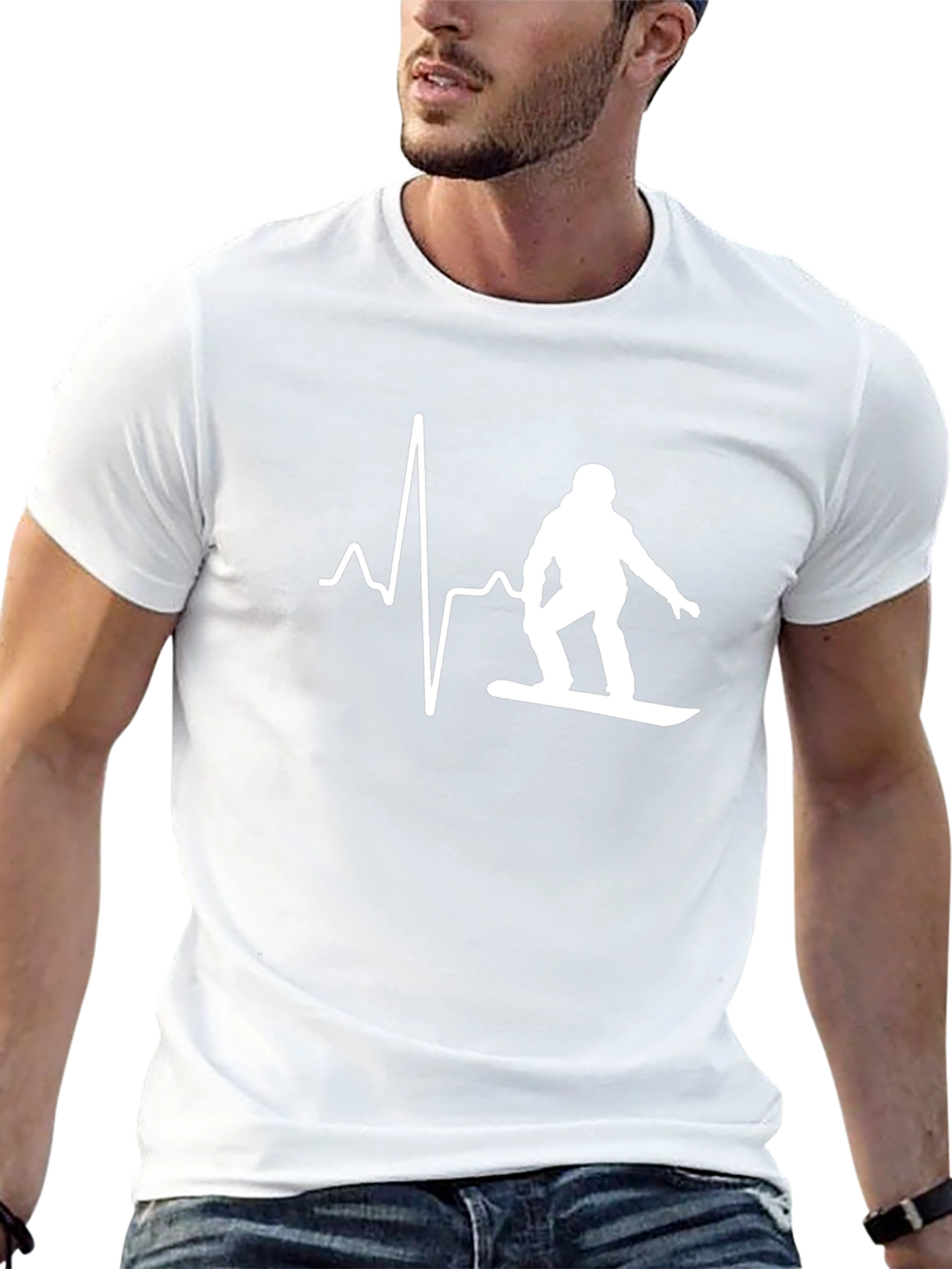 Snowboarder Heartbeat Graphic T-Shirt