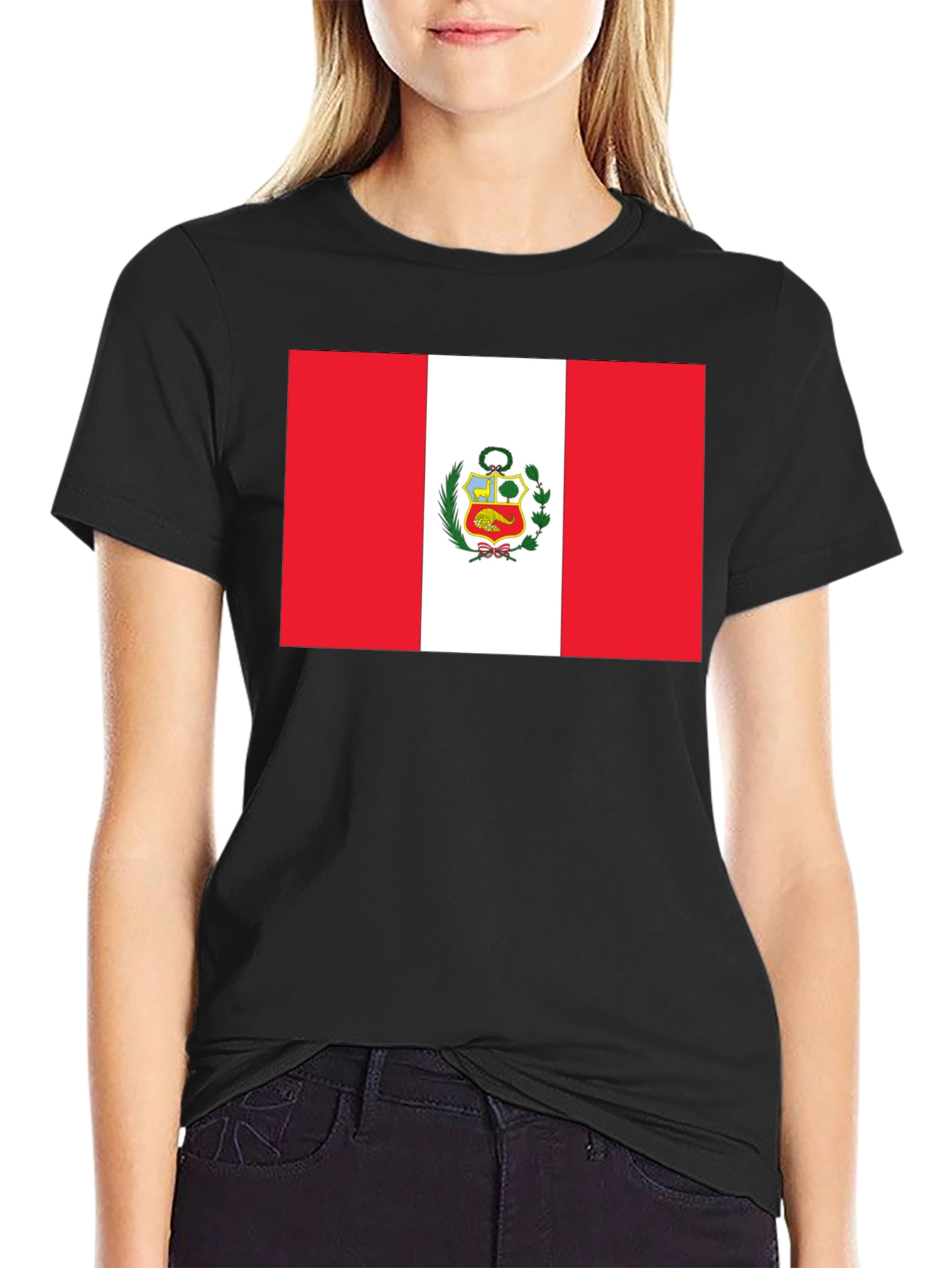 Peru Flag T-Shirt - Black Cotton Tee