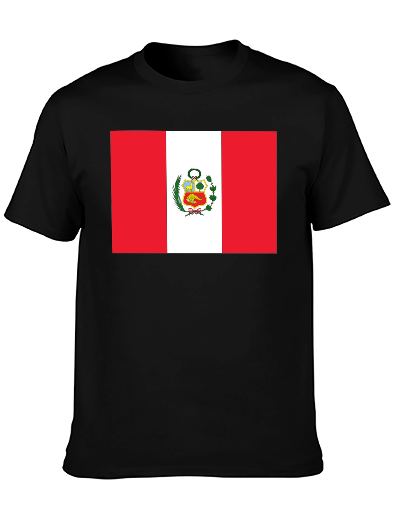 Peru Flag T-Shirt - Black Cotton Tee