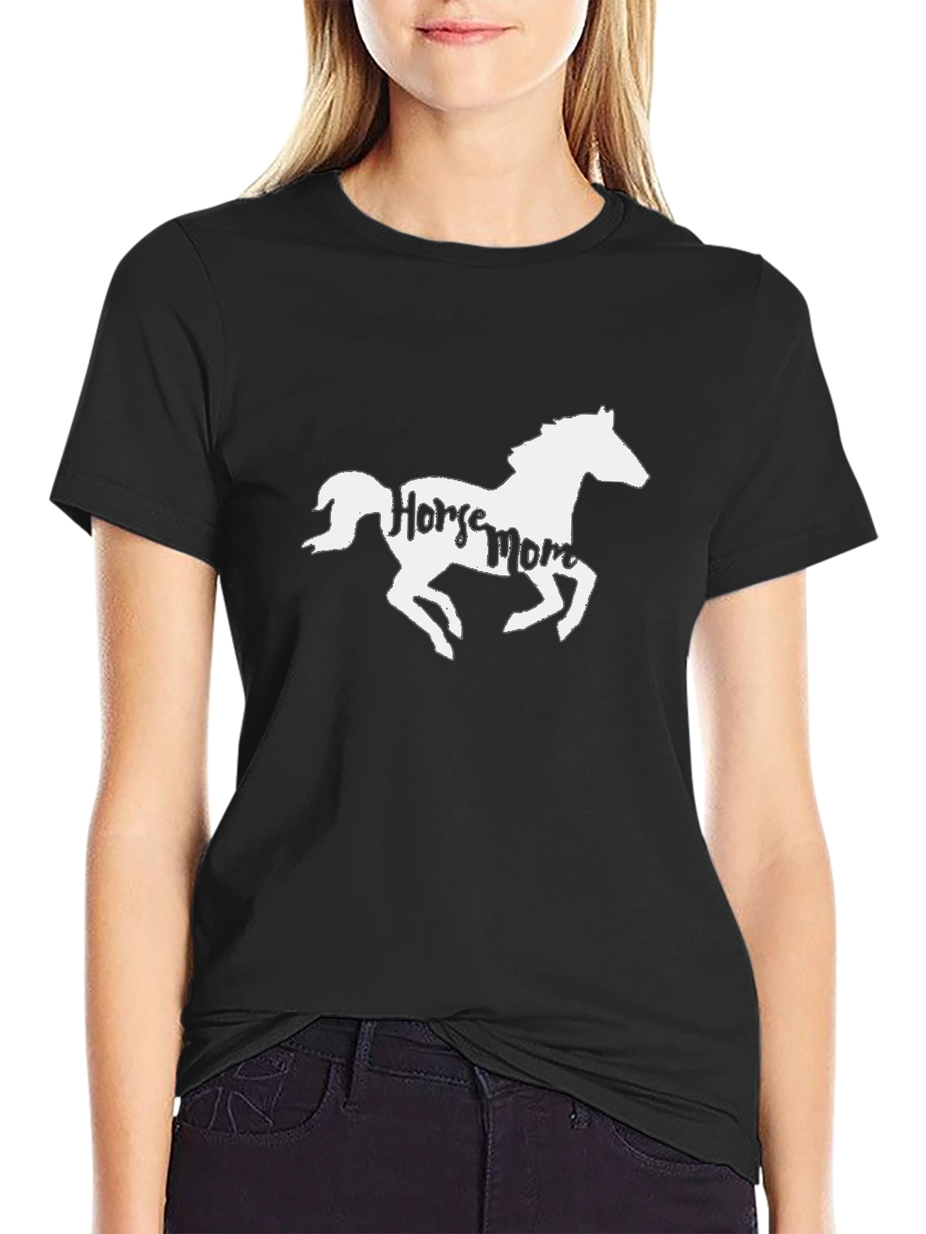 Horse Mom Graphic T-Shirt - Black