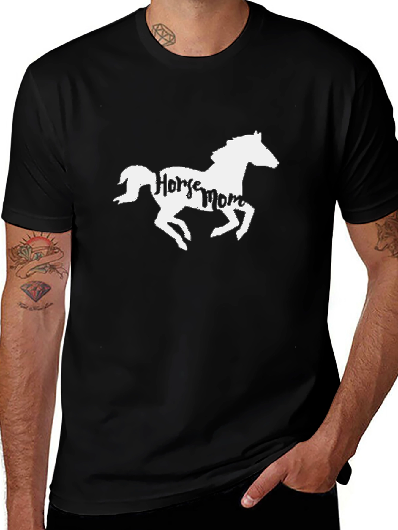 Horse Mom Graphic T-Shirt - Black