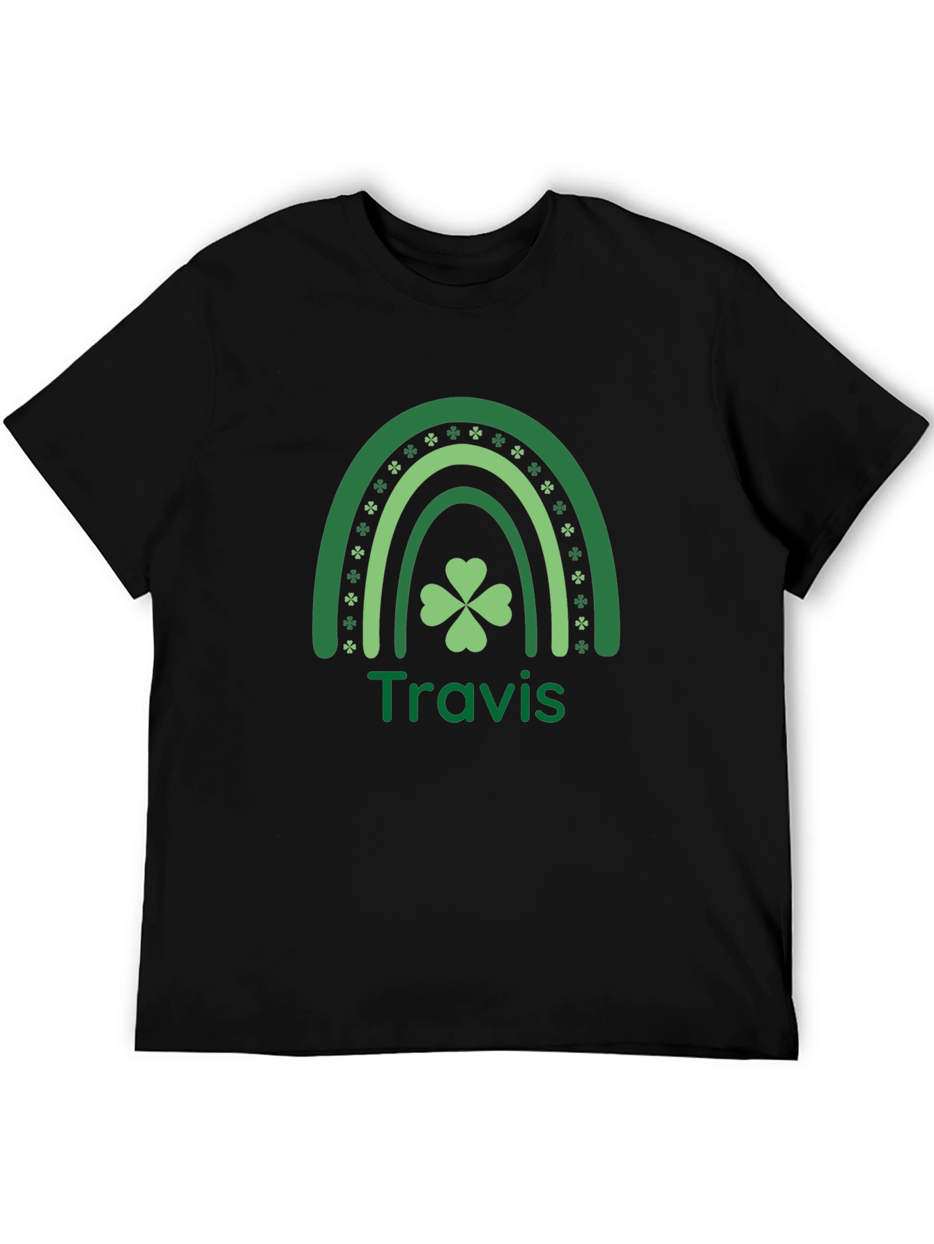 St. Patricks Day Travis Rainbow Clover T-Shirt