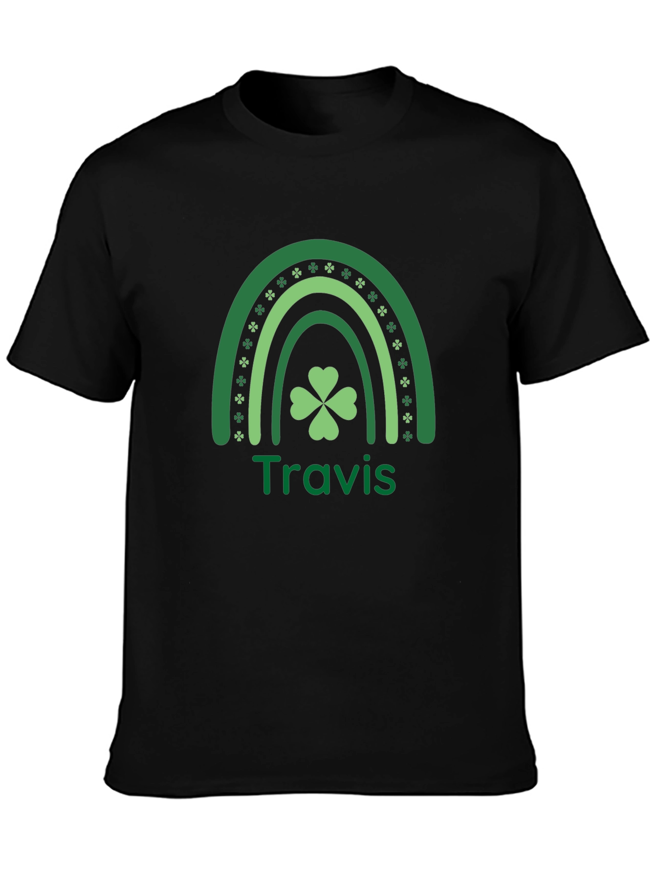 St. Patricks Day Travis Rainbow Clover T-Shirt