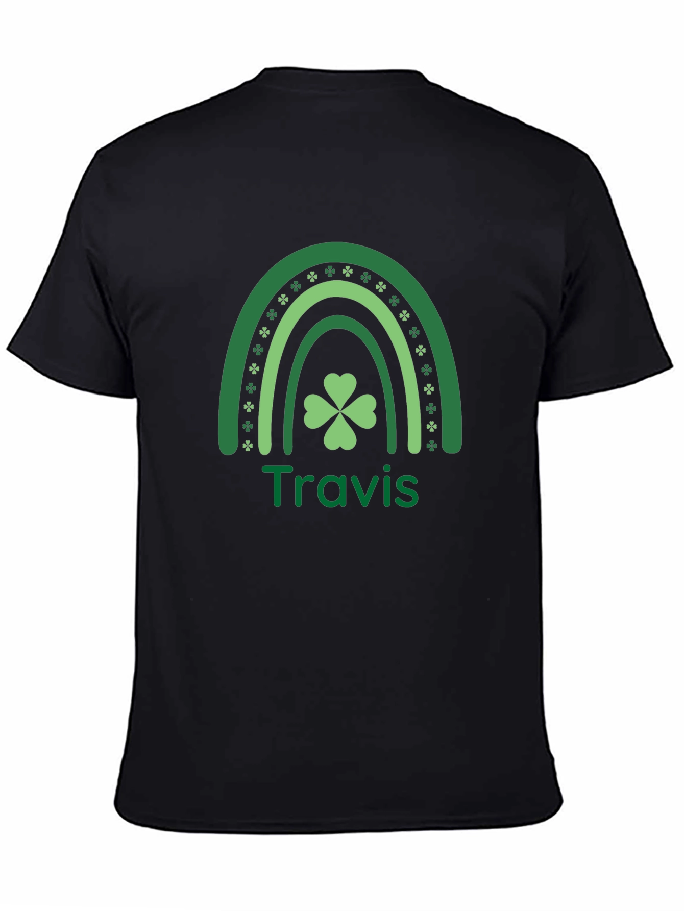 St. Patricks Day Travis Rainbow Clover T-Shirt