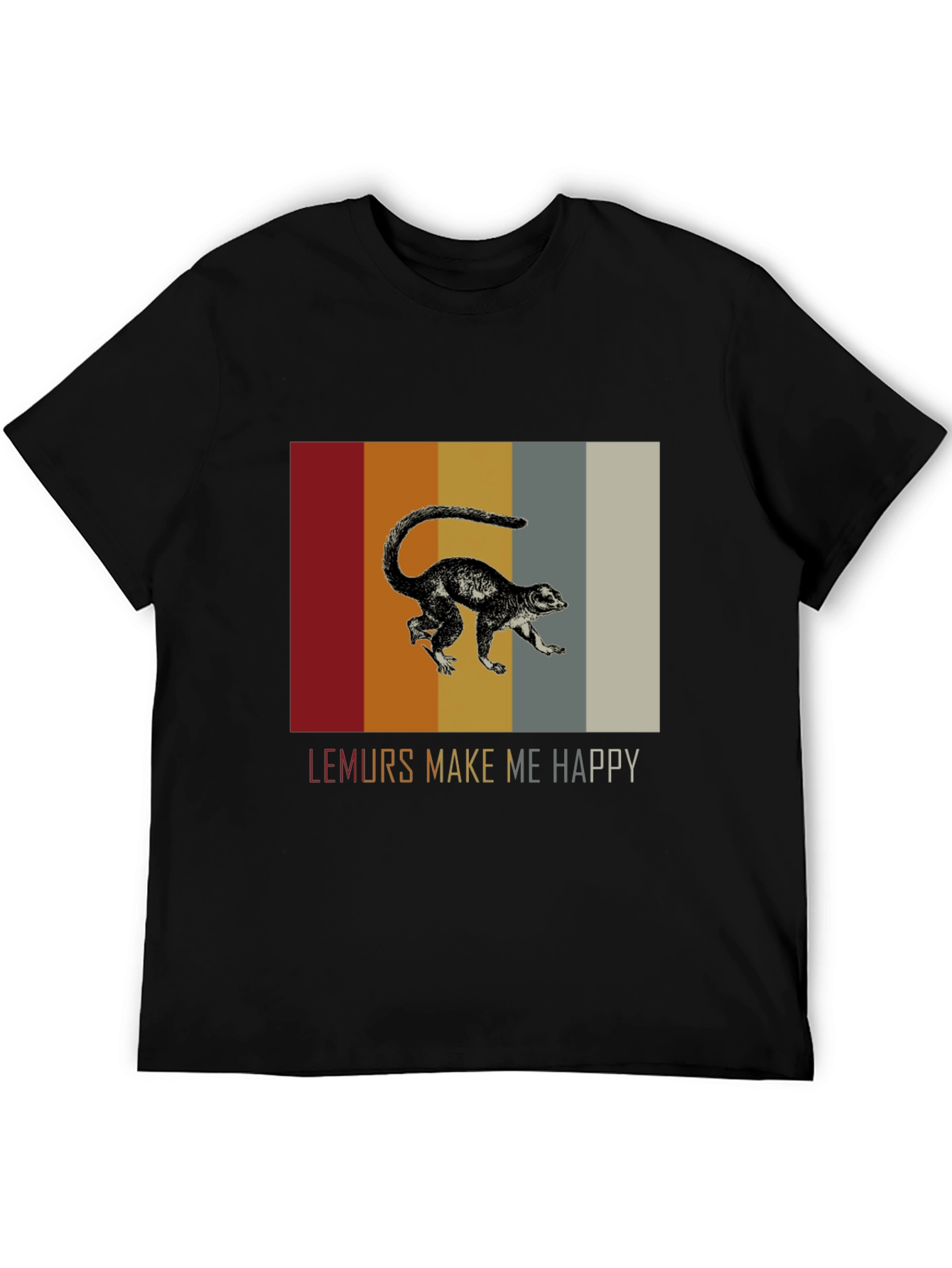 Lemurs Make Me Happy Graphic Tee - Black