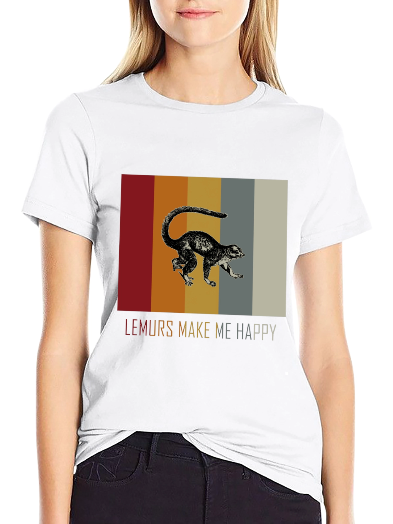 Lemurs Make Me Happy Graphic Tee - Black